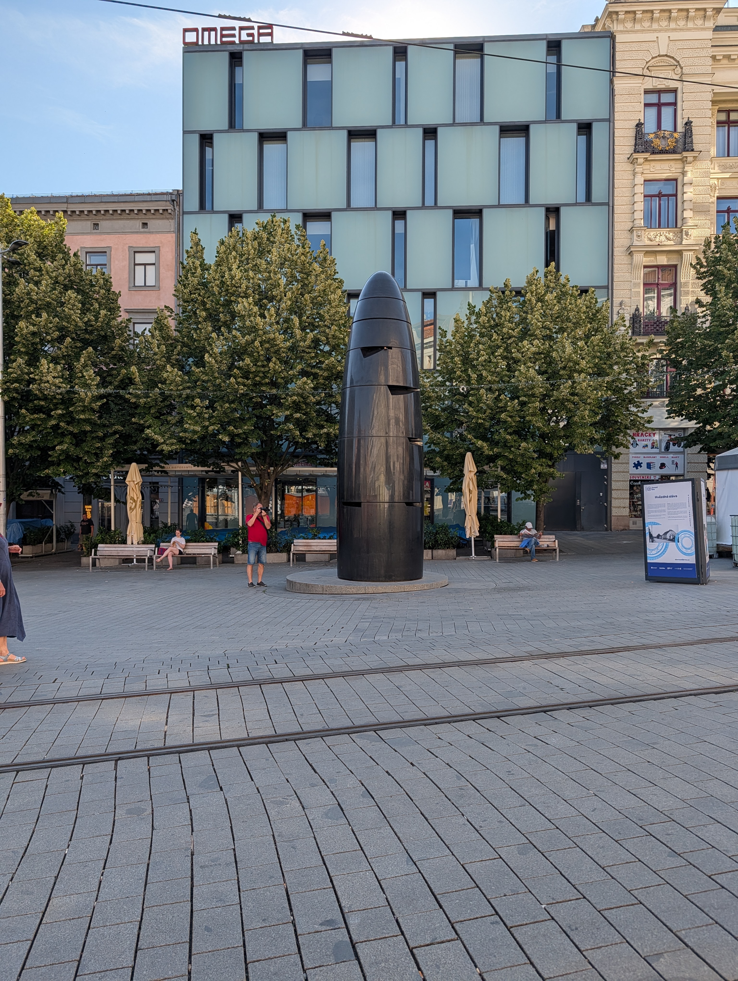 The black "bullet" town clock